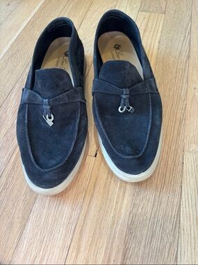 Loro Piana Black Suede Tassel Slip-On Loafers